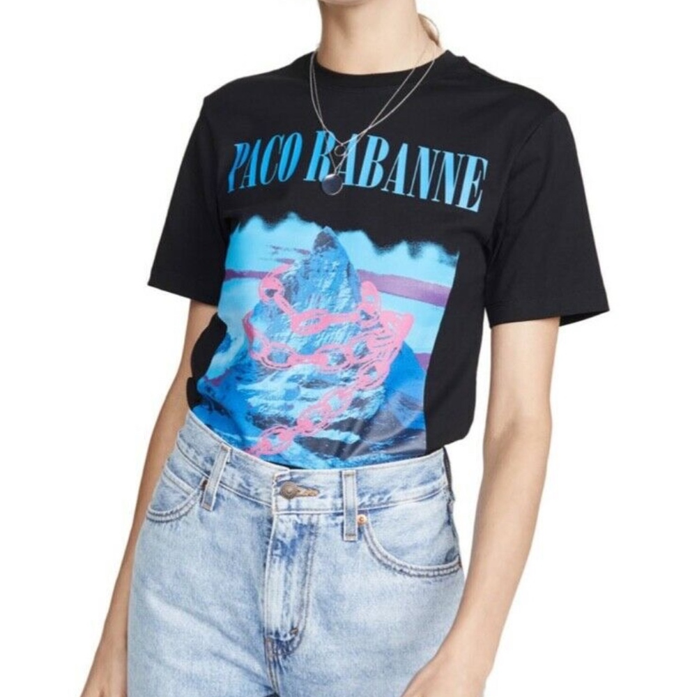 NWT Paco Rabanne Logo Montagne T-Shirt Size XS